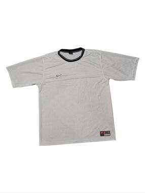 Vintage Y2k Nike White Short Sleeve Crew T-Shirt with Black Collar